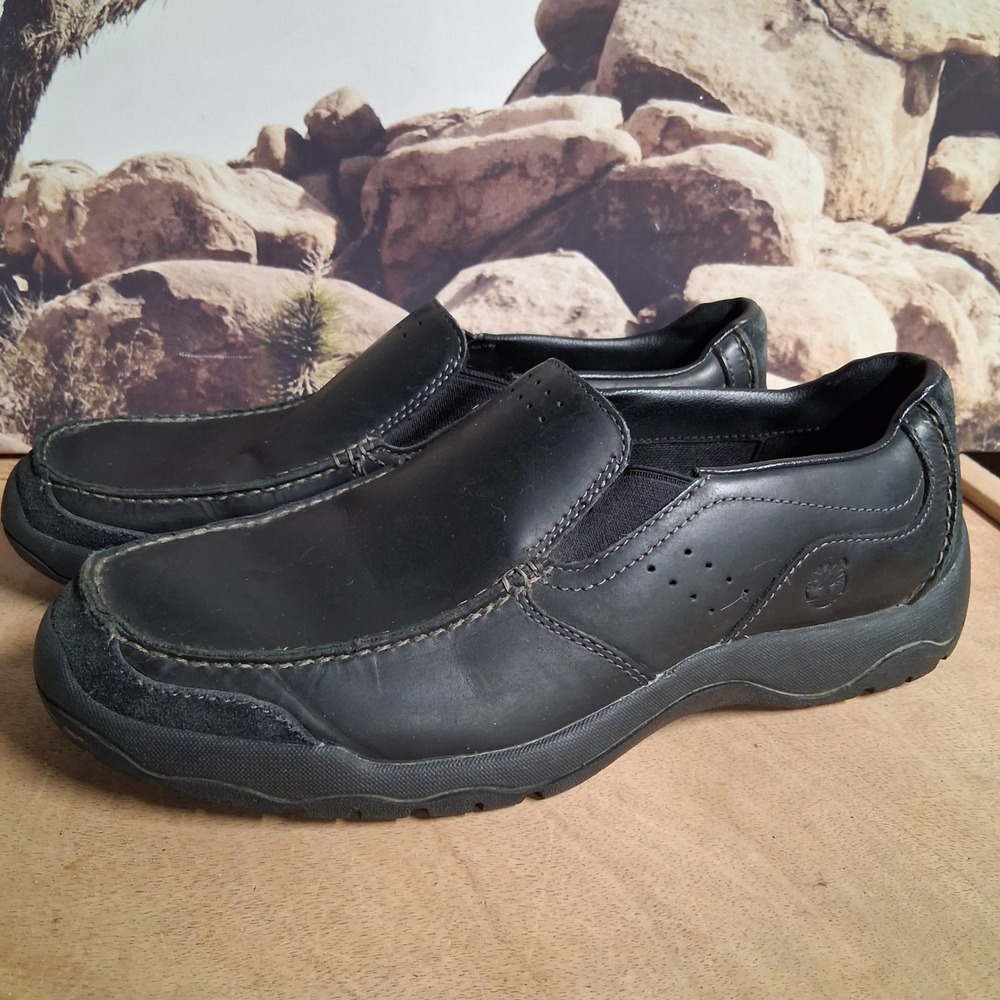 Timberland Mens Smart Comfort Black Leather Slip On Loafers Shoes 9.5 M 81120